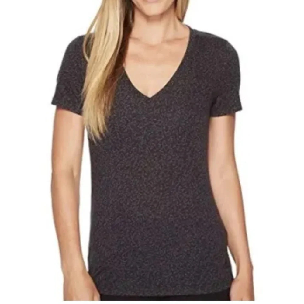 ADIDAS Women’s‎ Black & Grey Mottled Print SS Yola V-Neck Tee Size Medium NWT